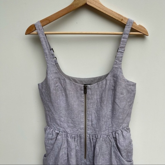 Armani Exchange Grey 100% Linen Front Zip Dress Size 4 - Picture 2 of 10